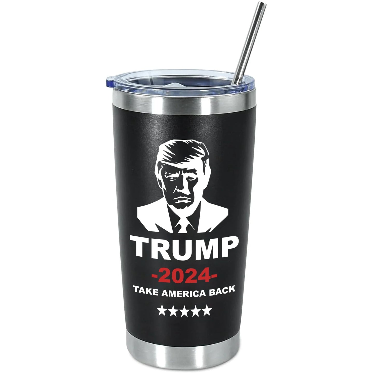 1Pcs 20 Oz Trump 2024 Mug Coffee Tumbler with Lid and Straw, Donald Trump Merchandise, 20Oz Stainless Steel Travel Coffee Cup