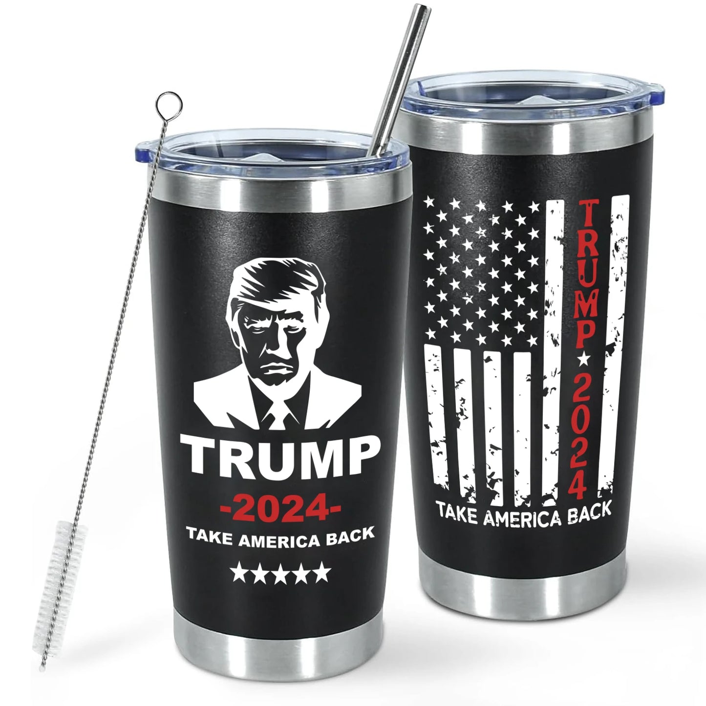 1Pcs 20 Oz Trump 2024 Mug Coffee Tumbler with Lid and Straw, Donald Trump Merchandise, 20Oz Stainless Steel Travel Coffee Cup