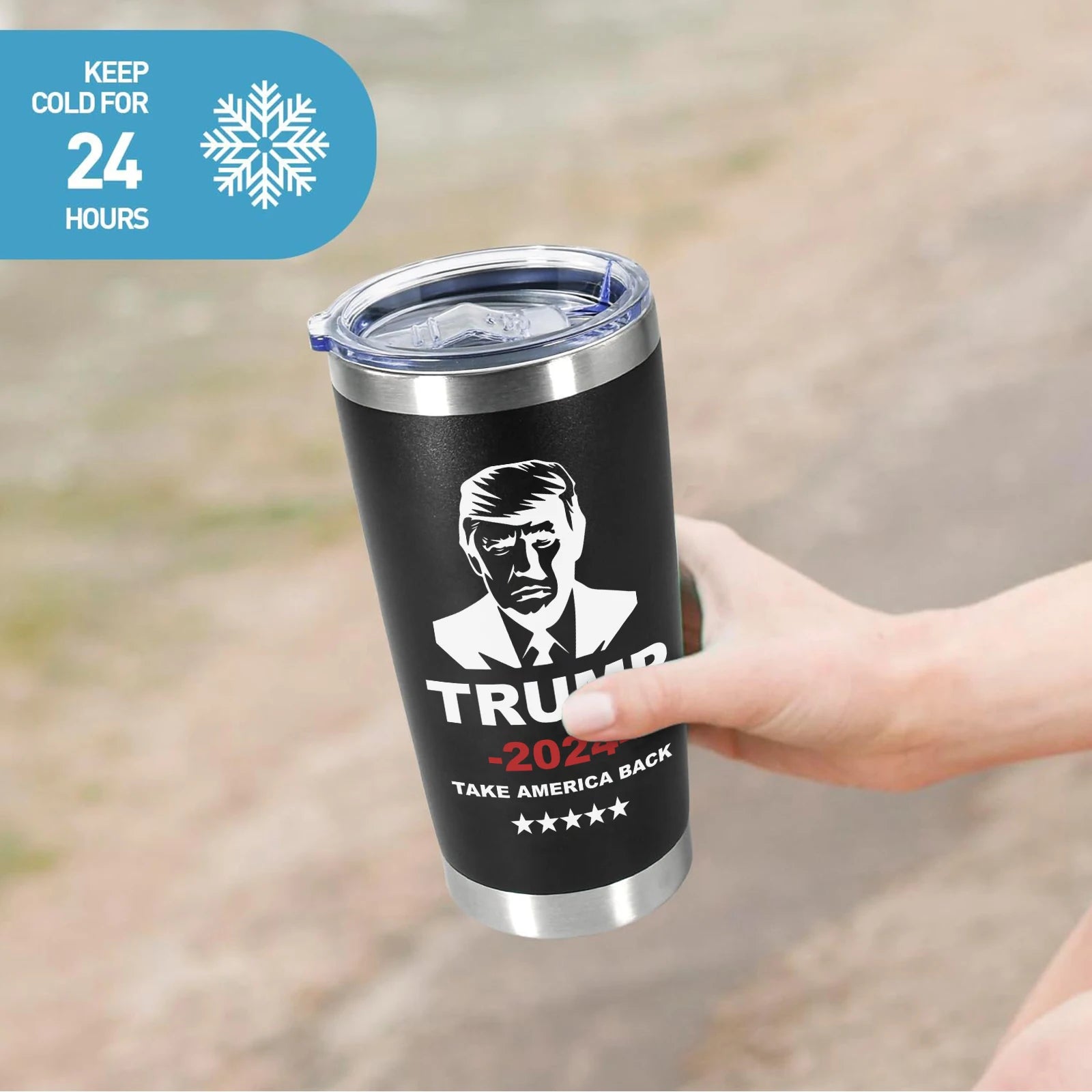 1Pcs 20 Oz Trump 2024 Mug Coffee Tumbler with Lid and Straw, Donald Trump Merchandise, 20Oz Stainless Steel Travel Coffee Cup