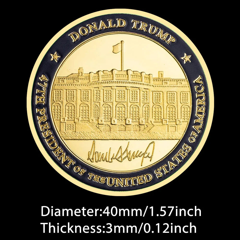 President of America Donald Trump 2024 Souvenir Coin Trump Supporters the White House Gold Plated Souvenirs Coins Gift