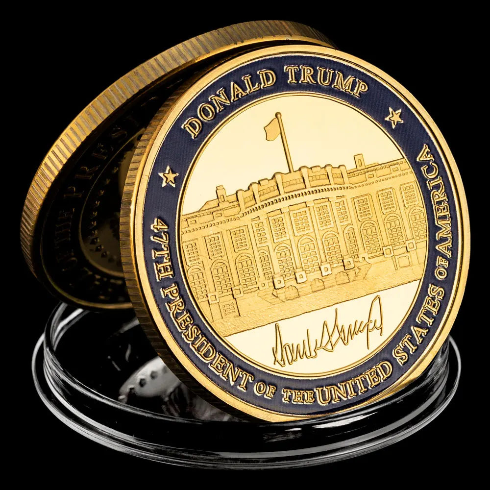 President of America Donald Trump 2024 Souvenir Coin Trump Supporters the White House Gold Plated Souvenirs Coins Gift