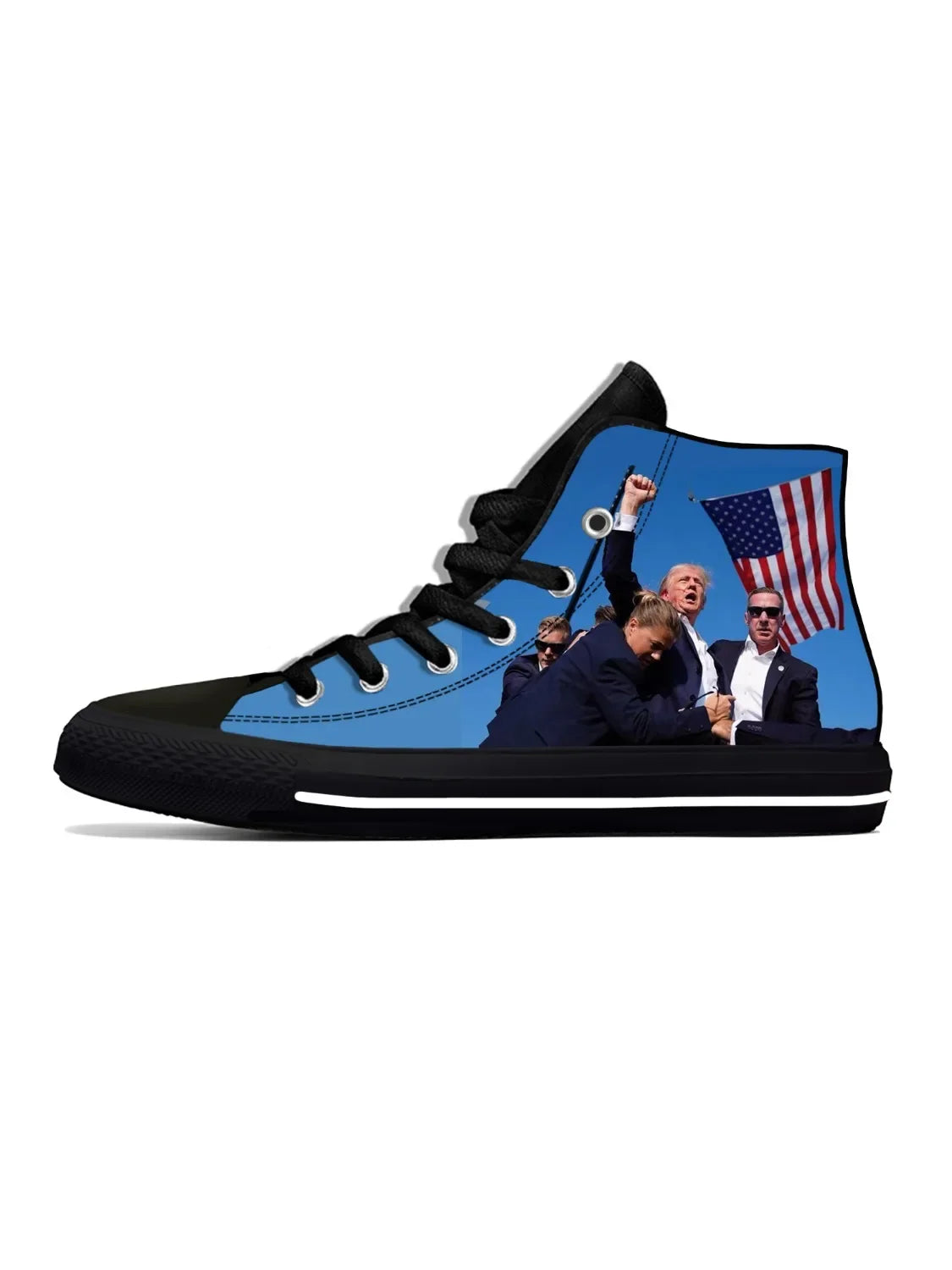 Funny Trump Funny Politcal Shoes Trump MORE JOBS Casual Cloth Shoes High Top Lightweight Breathable 3D Print Men Women Sneakers