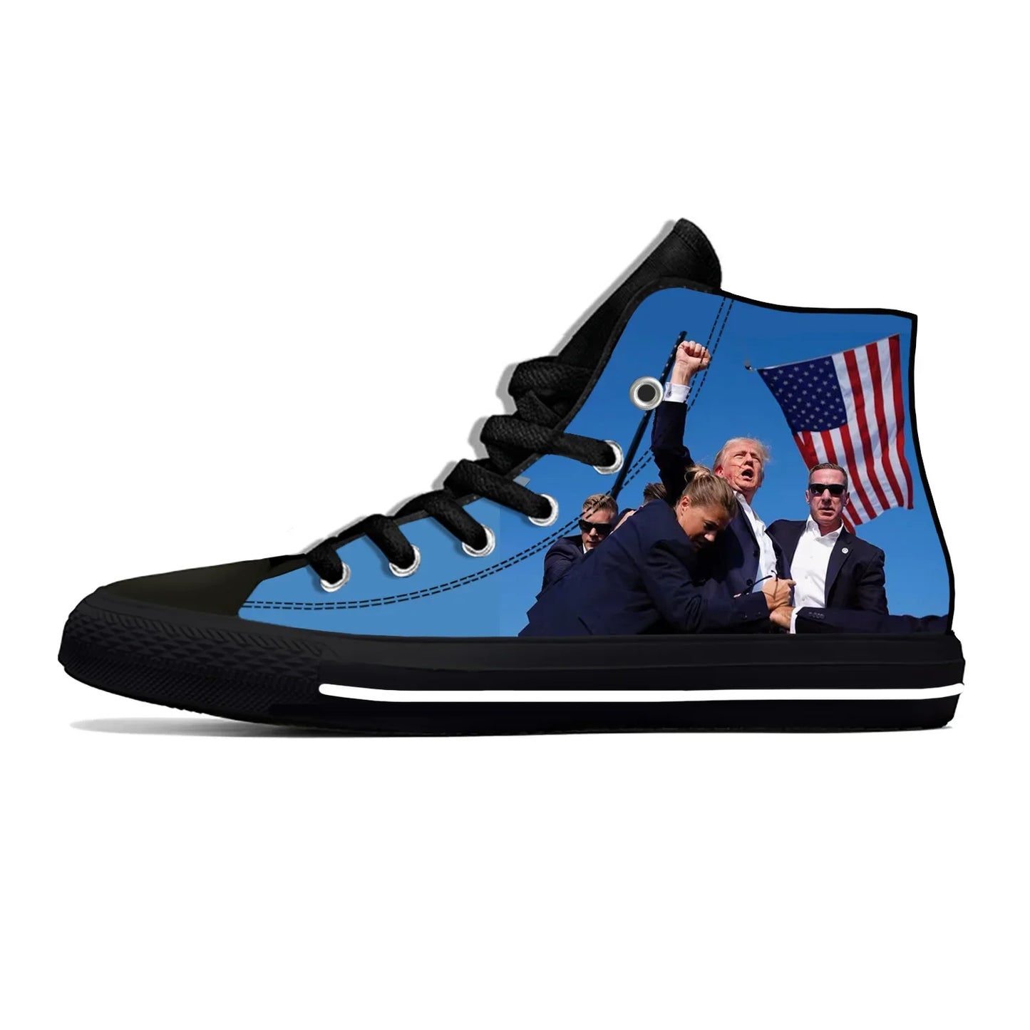 Funny Trump Funny Politcal Shoes Trump MORE JOBS Casual Cloth Shoes High Top Lightweight Breathable 3D Print Men Women Sneakers